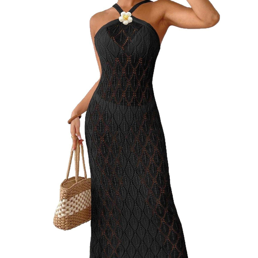 Damen Häkel-Maxikleid mit einem eleganten Blumendetail Echo Archiv