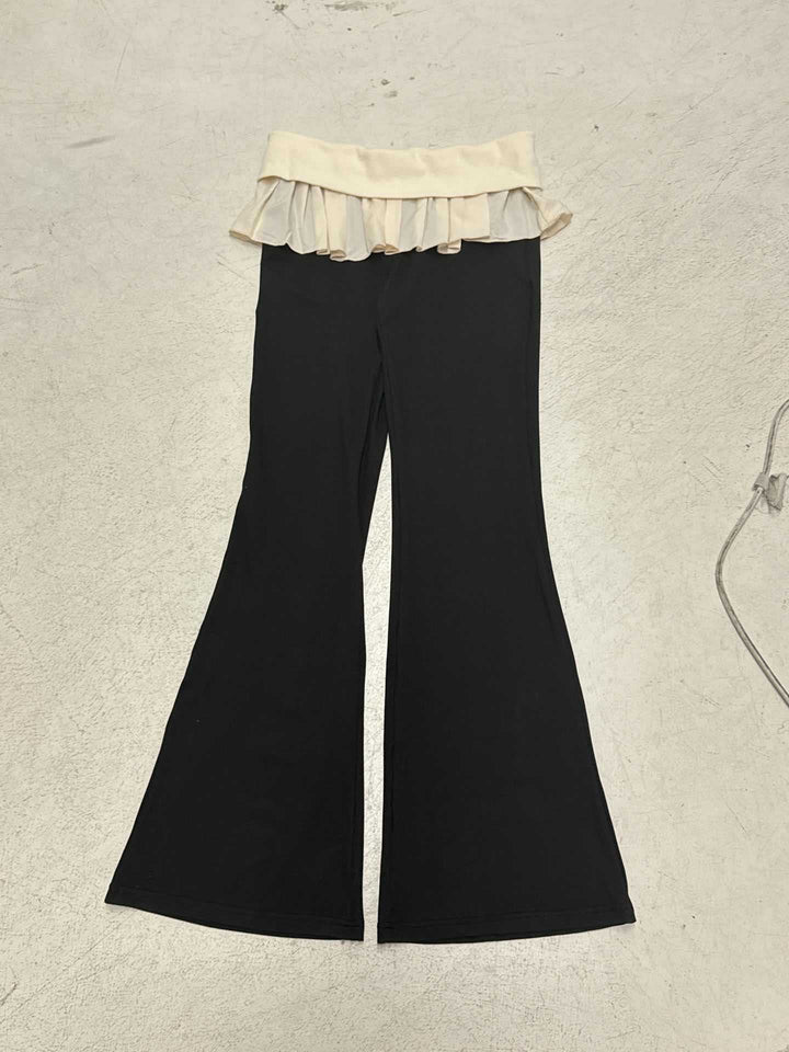 Damen nan taillierte Highwaist Schlaghose mit Zierband, Gürtelschlaufen und ausgestelltem Bein Echo Archiv