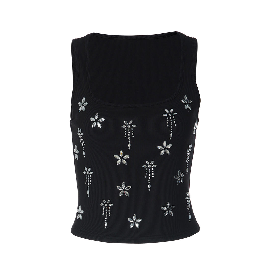 Damen Elegantes Cropped Top mit floralen Strassdetails Echo Archiv