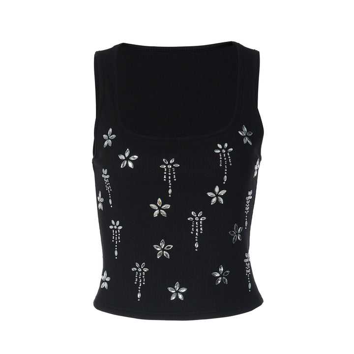 Damen Elegantes Cropped Top mit floralen Strassdetails Echo Archiv