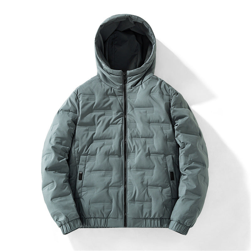 Herren nan isolierende Kapuzen-Steppjacke mit geprägtem Quadratmuster und elastischen Bündchen Echo Archiv