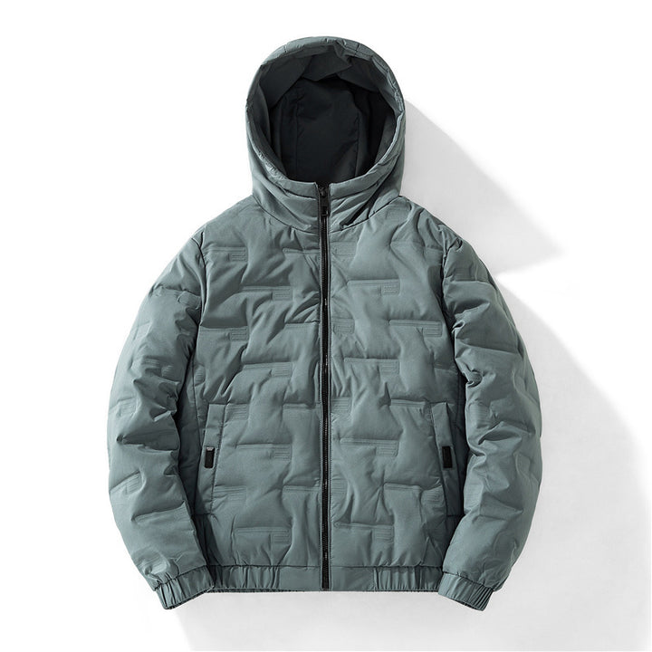 Herren nan isolierende Kapuzen-Steppjacke mit geprägtem Quadratmuster und elastischen Bündchen Echo Archiv