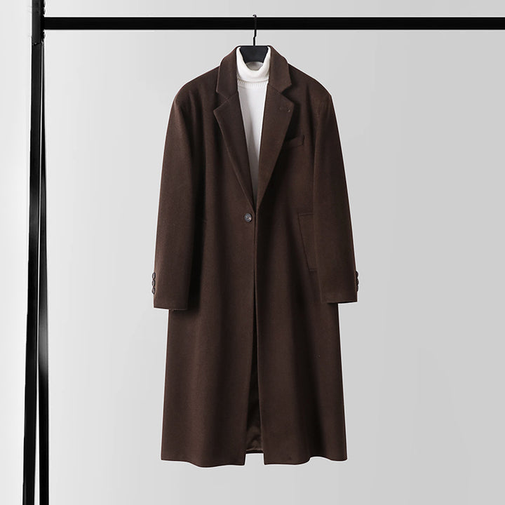 Herren Taillierter Wollmix-Longcoat mit Schalkragen und Ein-Knopf-Verschluss Echoarchiv