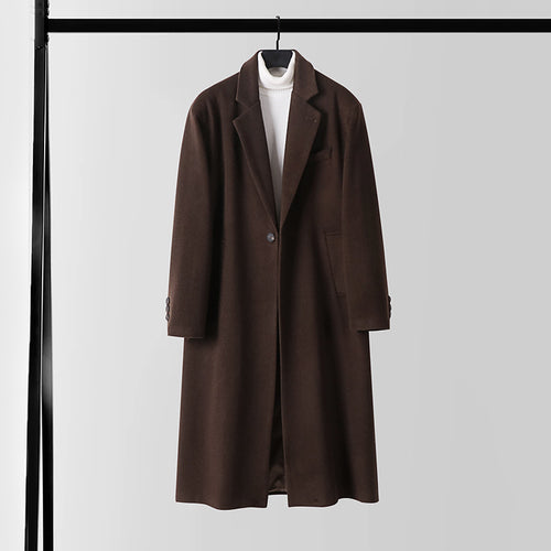 Herren Taillierter Wollmix-Longcoat mit Schalkragen und Ein-Knopf-Verschluss Echoarchiv