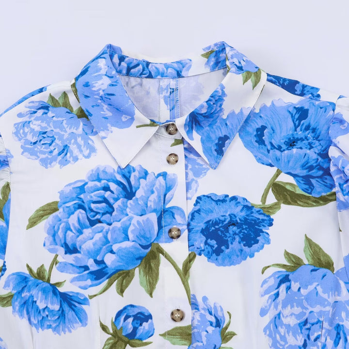 Damenbluse mit floralen Muster und eleganten Puffärmeln Echo Archiv