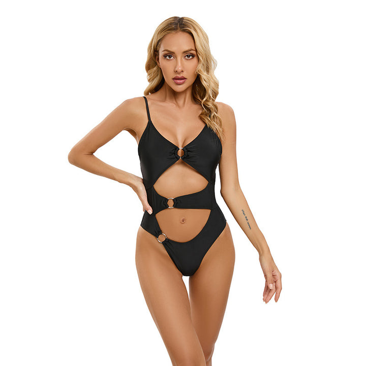 Damen Einteiler Badeanzug mit modischem Cut-Out und verspieltem Ringdetail Echo Archiv