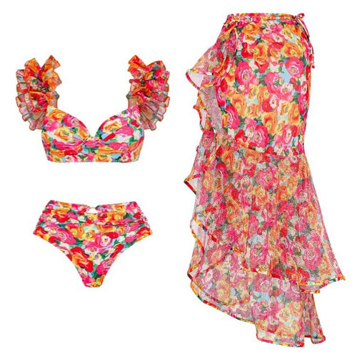 Damen Bikini-Set mit Rüschen und schickem Wickelrock Echo Archiv