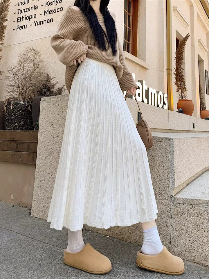 Damen Plissierter Maxirock mit feinem Wellenmuster Echo Archiv