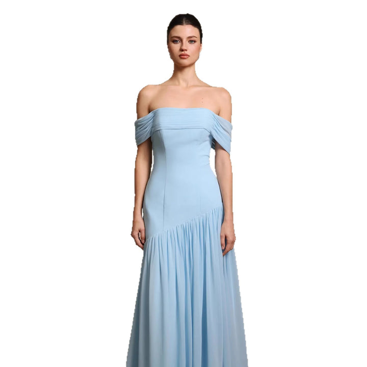 Damen Elegantes schulterfreies Maxikleid mit drapierten Details Echo Archiv
