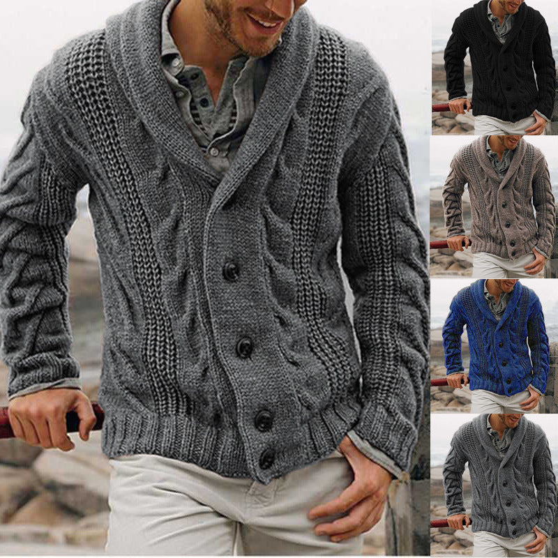 Herren nan grobstrick Cardigan mit Schalkragen und Zopfmuster Echo Archiv