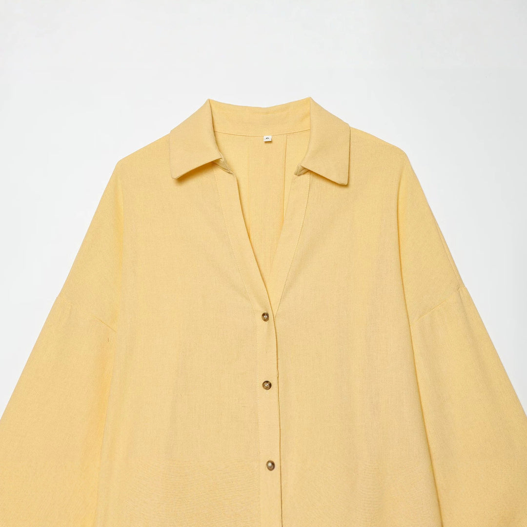 Damen Oversize Hemdbluse mit 3/4‑Ärmeln, High‑Low‑Saum und Hemdkragen Echo Archiv