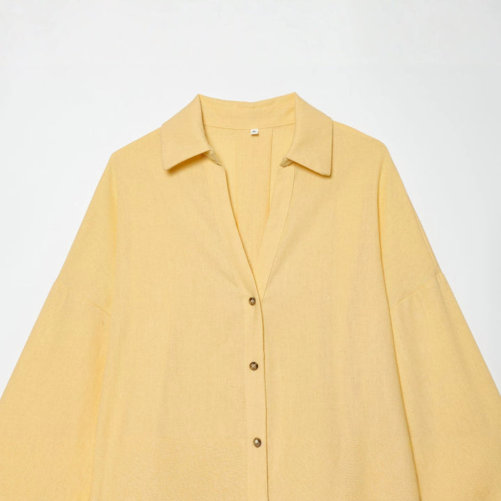 Damen Oversize Hemdbluse mit 3/4‑Ärmeln, High‑Low‑Saum und Hemdkragen Echo Archiv