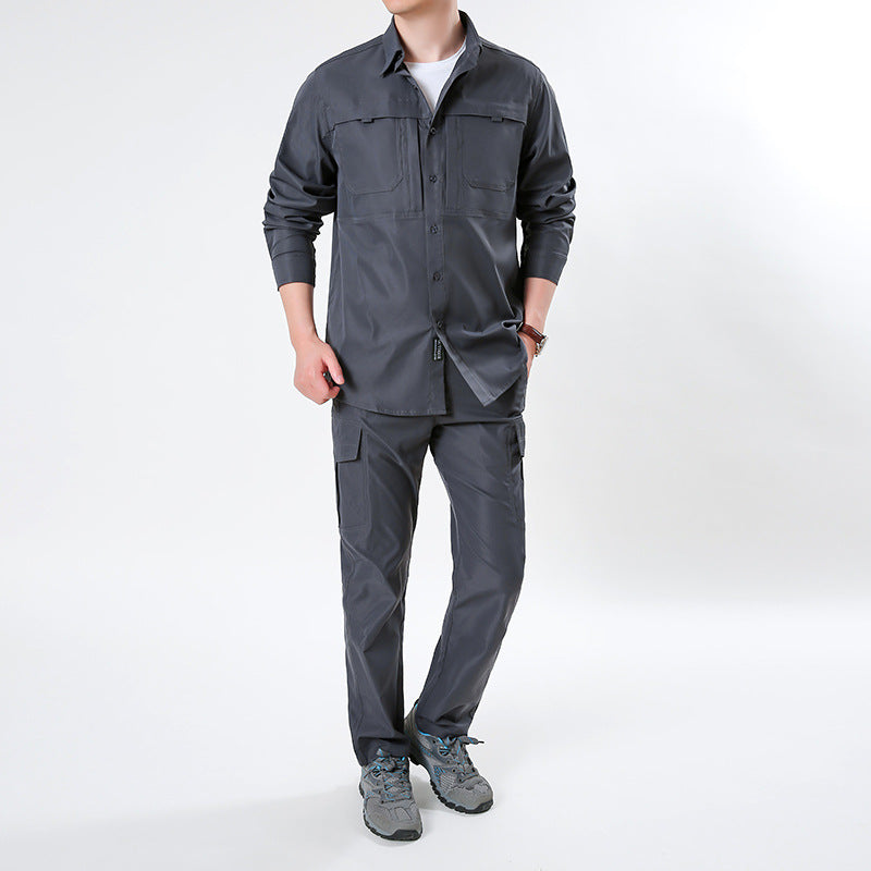 Herren nan leichtes Ripstop-Cargo-Hemd mit passender Cargohose Set für Outdoor und Trekking Echo Archiv