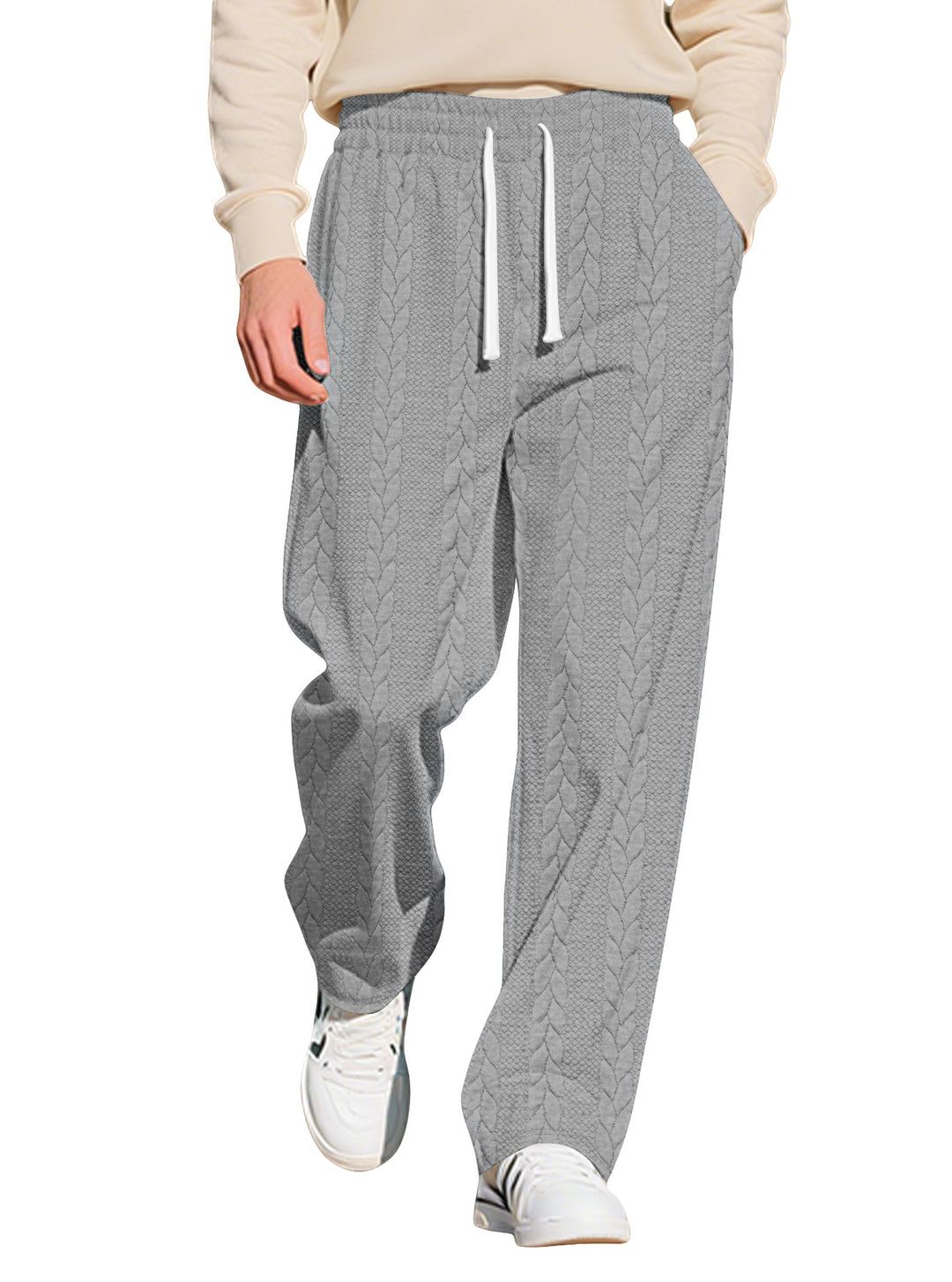Herren nan locker fallende Strick-Jogginghose mit Zopfmuster und Kordelbund Echo Archiv