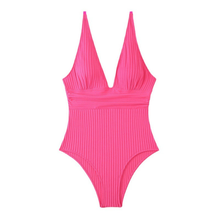 Damen Einteiler Badeanzug mit raffiniertem Rippendesign Echo Archiv
