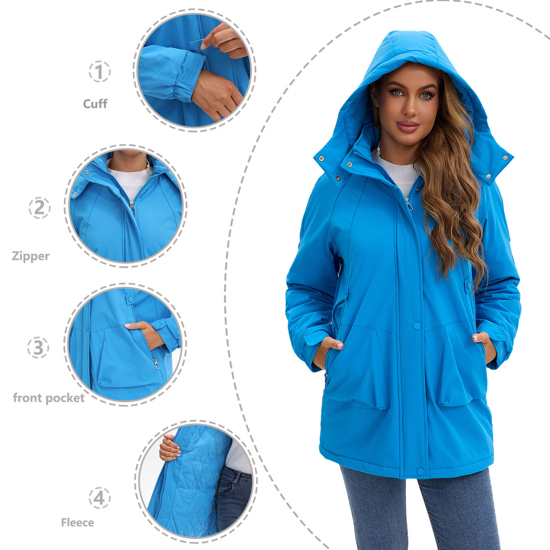 Damen nan taillierter Parka mit Kapuze, verdecktem Reißverschluss und praktischen Reißverschlusstaschen Echo Archiv