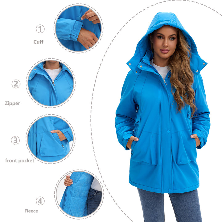 Damen nan taillierter Parka mit Kapuze, verdecktem Reißverschluss und praktischen Reißverschlusstaschen Echo Archiv