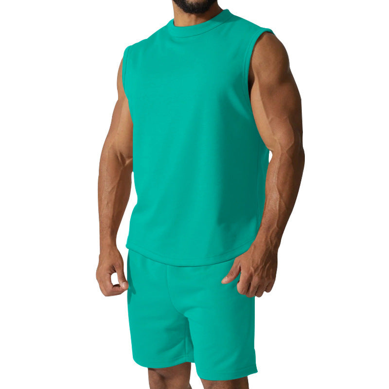 Herren Sportliches ärmelloses Trainingsset mit bequemen Shorts und atmungsaktivem Material Echoarchiv