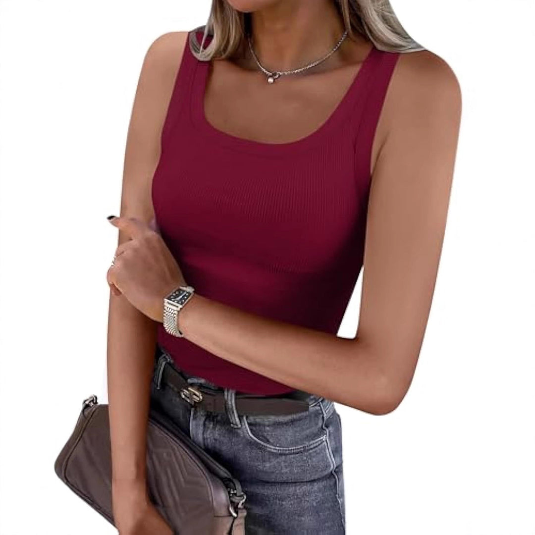 Damen Bauchfreies Tanktop mit Rippstrickstruktur und breiten Trägern Echo Archiv