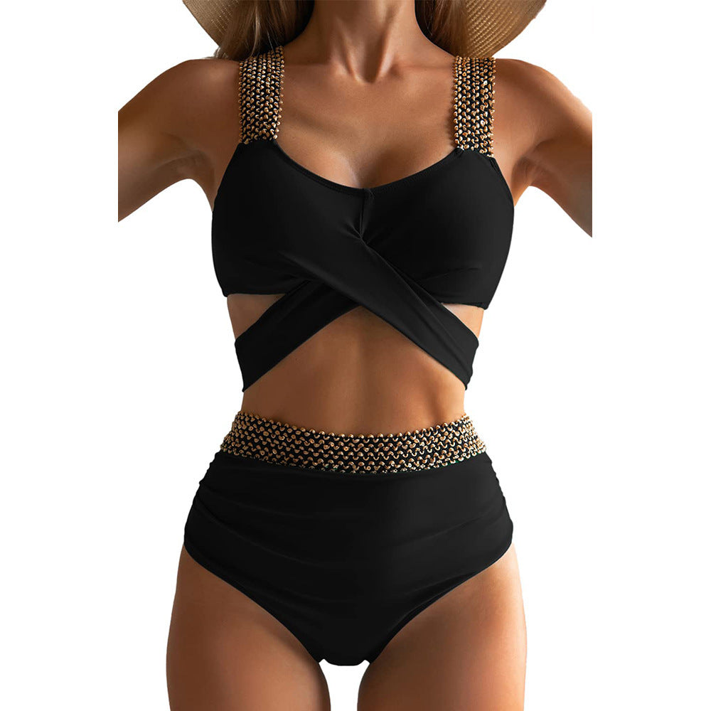 Damen Hochgeschnittener Bikinisuit mit glamourösen Details Echo Archiv