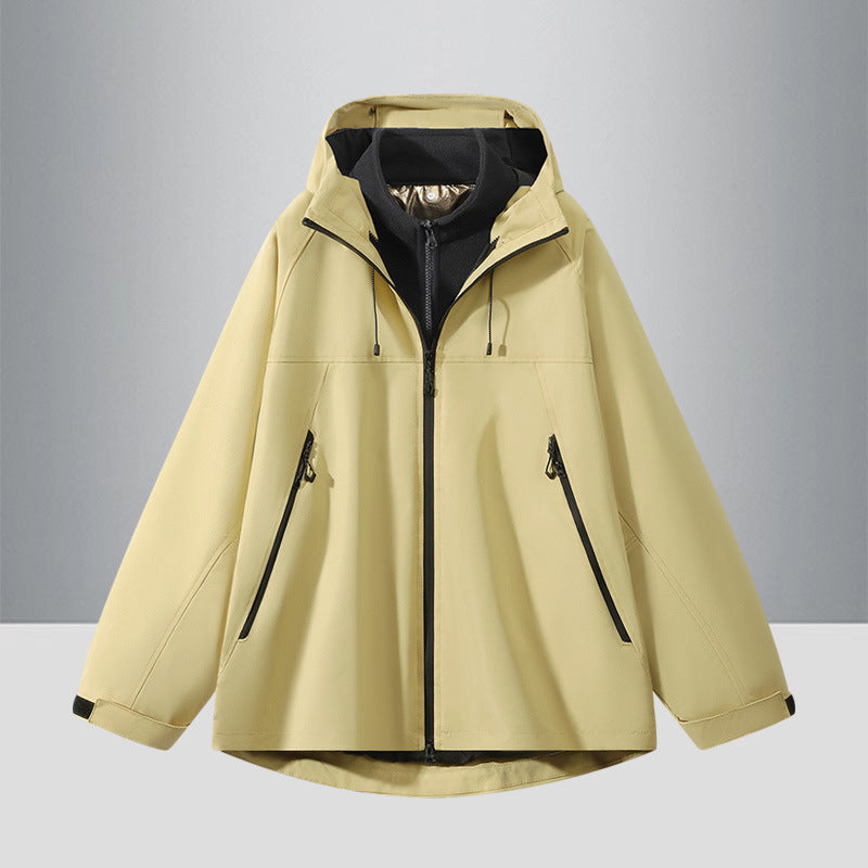 Herren Zweifarbige Softshell-Hybridjacke mit Kapuze, verlängerter Rücken und wasserabweisenden Reißverschlüssen Echo Archiv