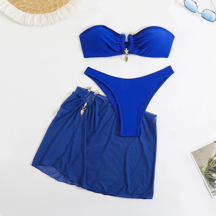 Damen Bikini-Set mit modisch gerafftem Oberteil und elegantem Wickelrock Echo Archiv