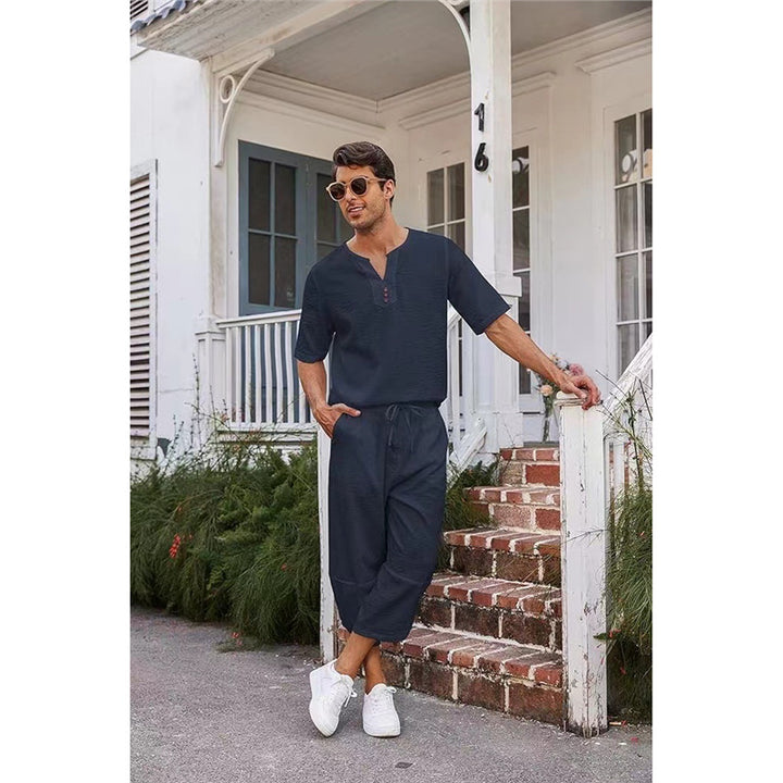 Herren lässiges Freizeitanzug-Set mit stylischem Knopfleisten-Design Echoarchiv