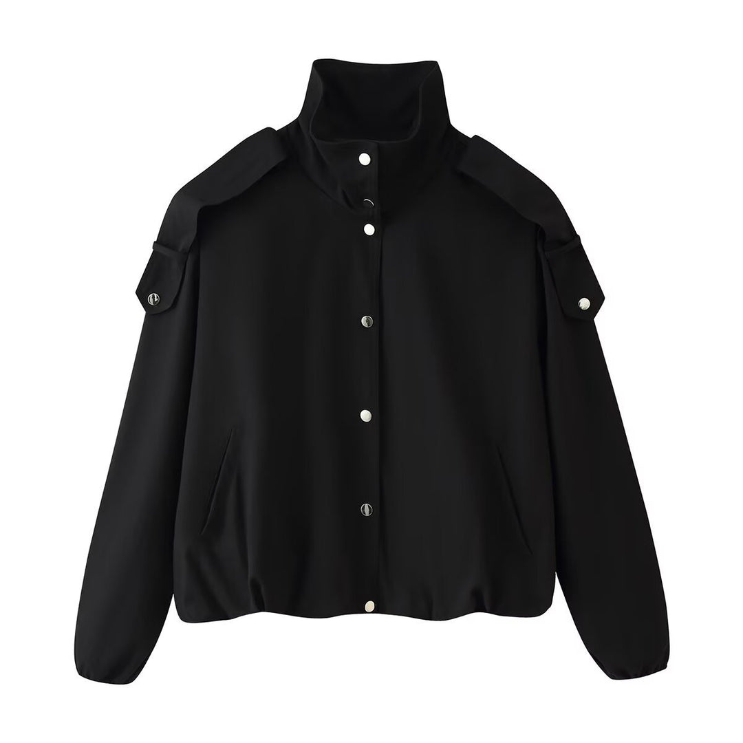 Damen Kurzblouson mit hohem Stehkragen, Schulterpatten und Druckknopfleiste Echo Archiv