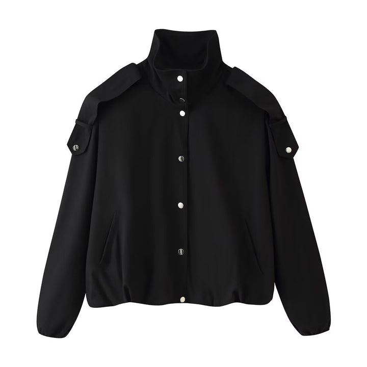 Damen Kurzblouson mit hohem Stehkragen, Schulterpatten und Druckknopfleiste Echo Archiv
