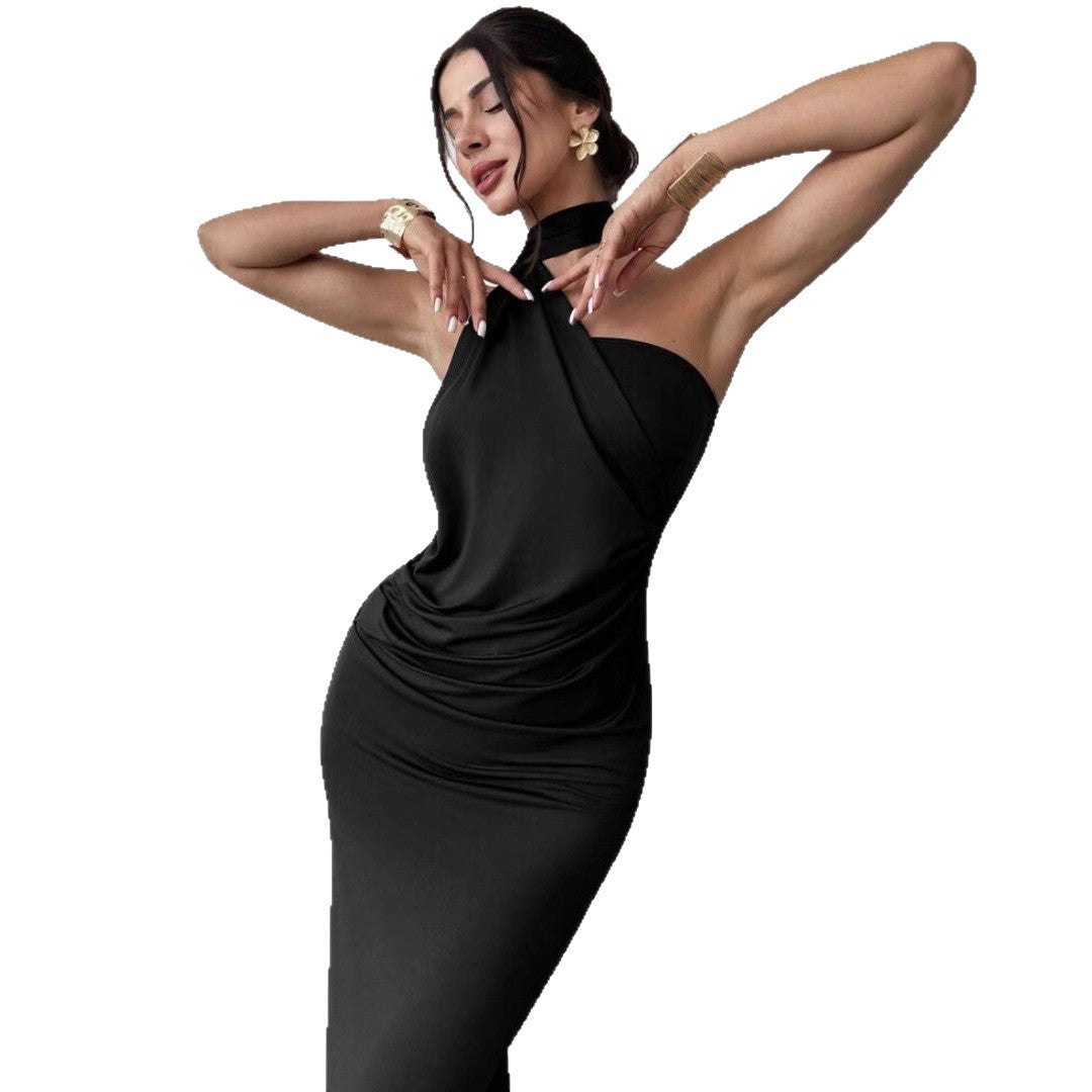 Damen Elegantes Langarm-Minikleid mit drapierter Silhouette und schickem Stehkragen Echo Archiv