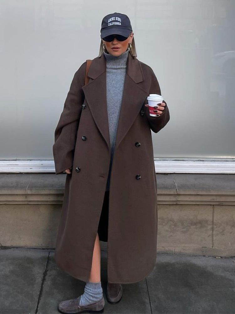Damen Oversize Wollmix-Mantel mit verlängertem Cocoon-Schnitt und Doppelreihe Echoarchiv
