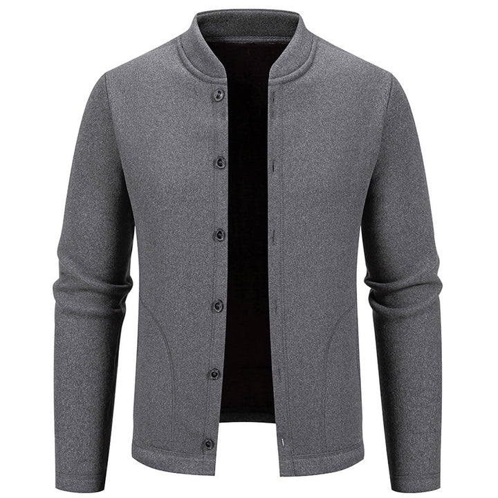 Herren Stehkragen-Strickjacke mit Knopfleiste und leichtem Wollmix Echo Archiv