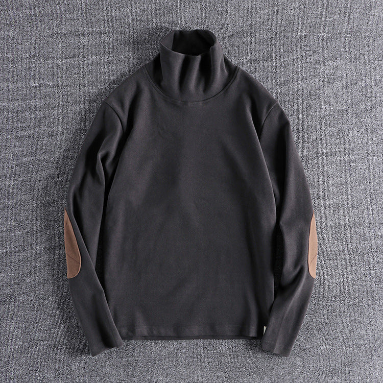 Herren Stehkragenpullover aus hochwertigem Fleece mit kontrastierenden Ellbogenpatches Echoarchiv