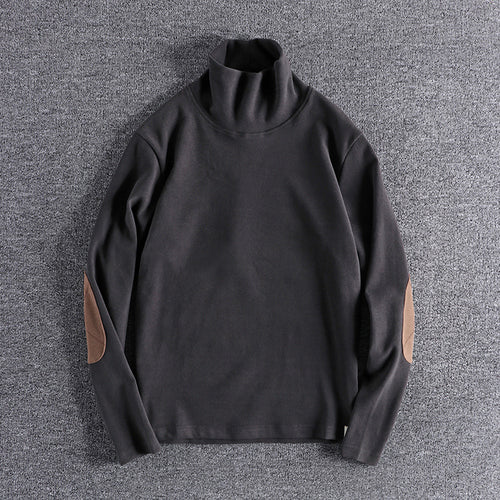 Herren Stehkragenpullover aus hochwertigem Fleece mit kontrastierenden Ellbogenpatches Echoarchiv