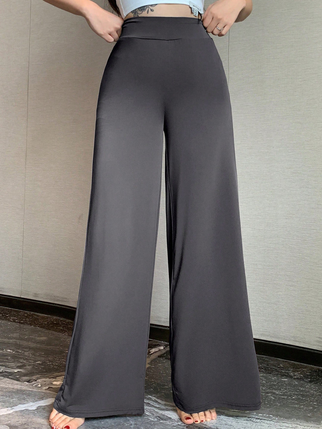 Damen Palazzohose mit hoher Taille und weitem Bein – Avérine