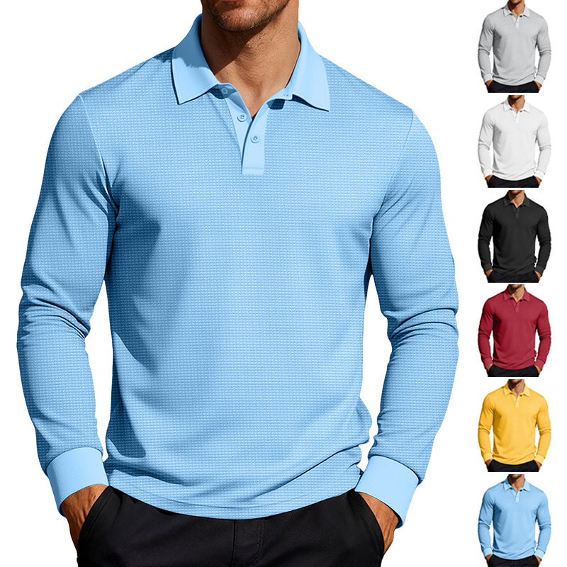 Herren nan Langarm-Poloshirt aus Waffelstrick mit schmaler Passform verdeckter Knopfleiste und Hemdkragen Echo Archiv