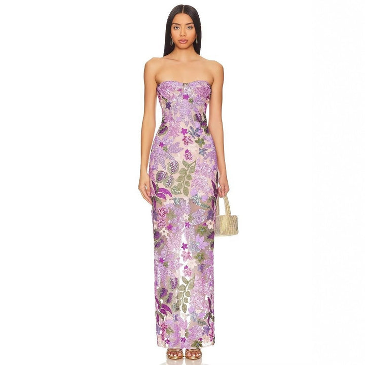 Damen Schickes Abendkleid mit floralem Design und figurbetonter Silhouette Echo Archiv