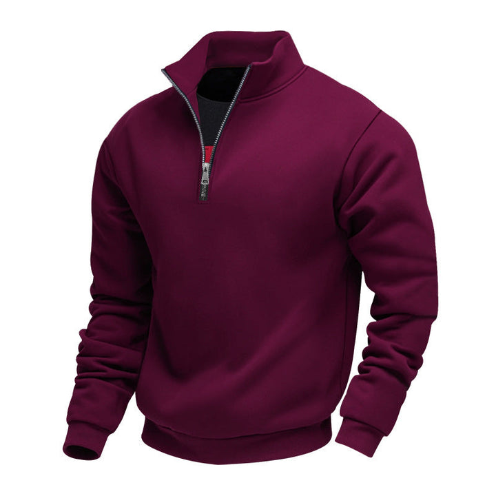 Herren leichter Fleecepullover mit Stehkragen und halblangem Reißverschluss – Marzano
