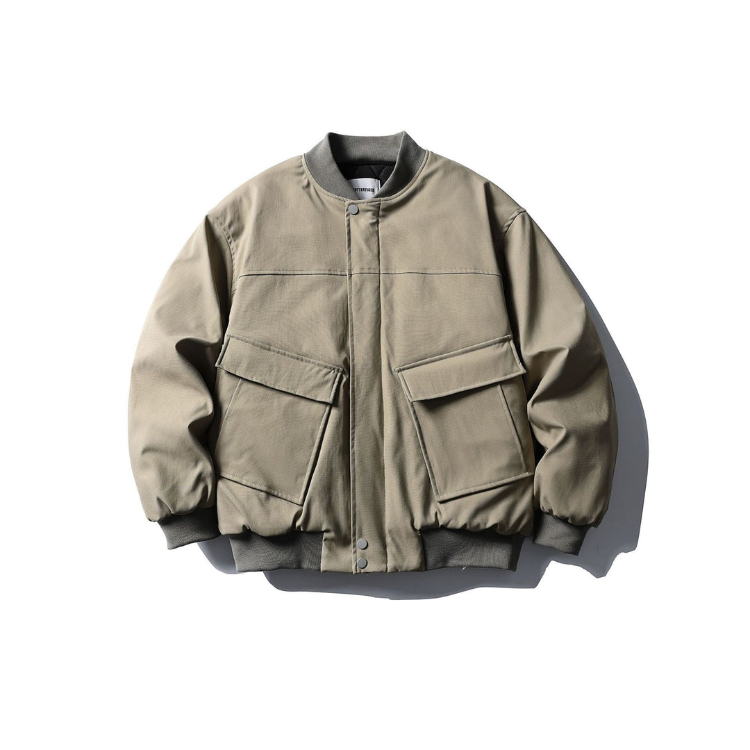 Unisex Kurzboxy wattierte Bomberjacke im Utility‑Look mit Rippenkragen Echoarchiv