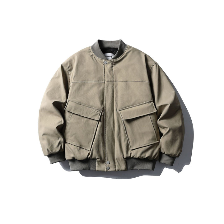 Unisex Kurzboxy wattierte Bomberjacke im Utility‑Look mit Rippenkragen Echoarchiv