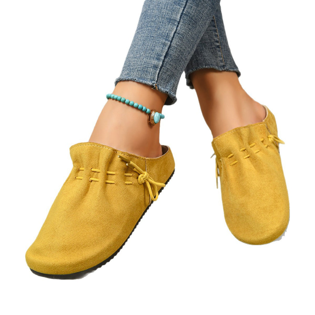 Damen nan gefütterte Velours-Pantolette mit Teddy-Innensohle, weicher Innensohle und dekorativer Schnürung Echo Archiv