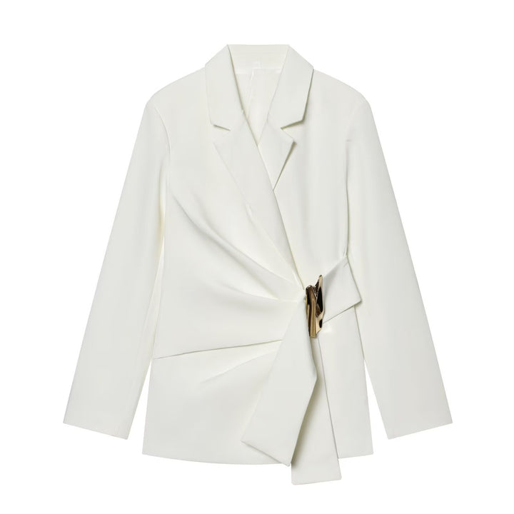 Damen Zweiteiliges Wickelblazer- und Palazzo-Anzugset mit Ziergürtel Echo Archiv