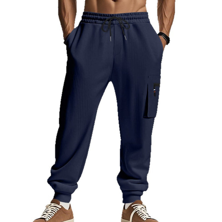 Herren Cargo-Jogginghose mit Reißverschluss-Cargotasche, elastischem Bund und geripptem Saum – Bravaro