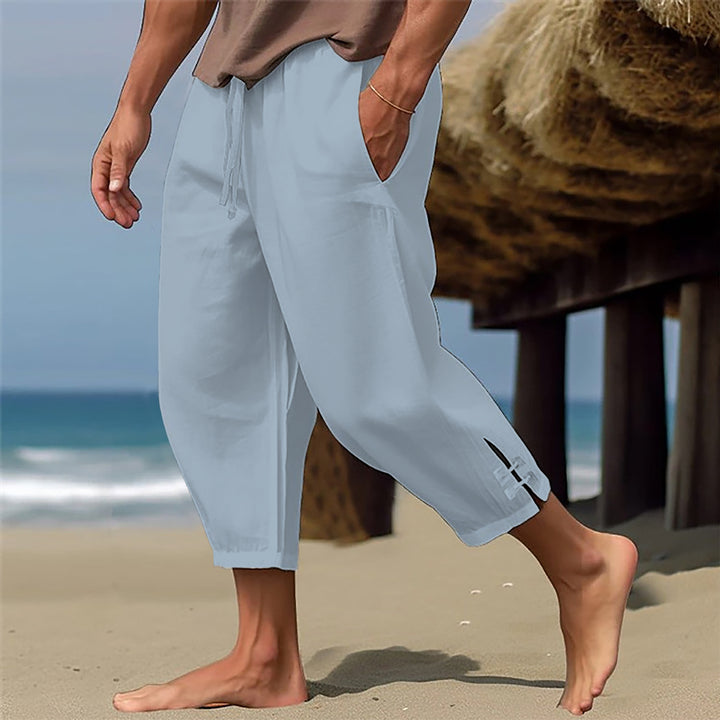 Herren luftige Strandhose mit verstellbarem Kordelzug und seitlichen Taschen Echoarchiv