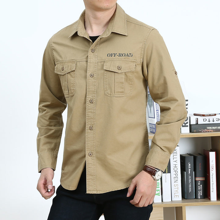 Herren Baumwoll-Utility-Hemd mit Pattentaschen und legerer Passform – Arvello