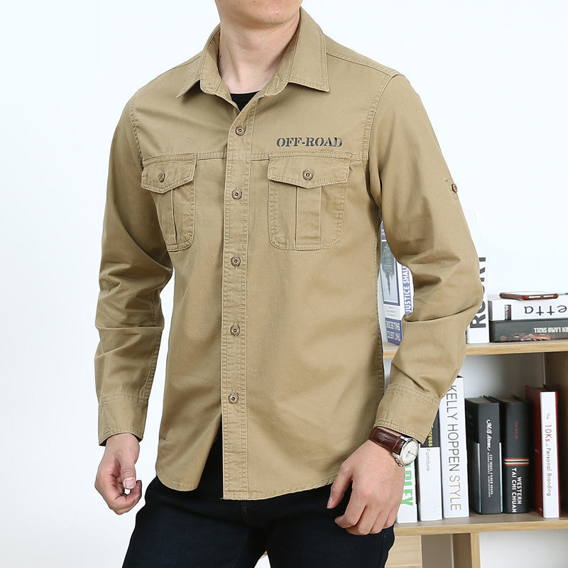 Herren Hemdjacke im Utility-Style mit Brustpattentaschen und Offroad-Stickerei Echoarchiv