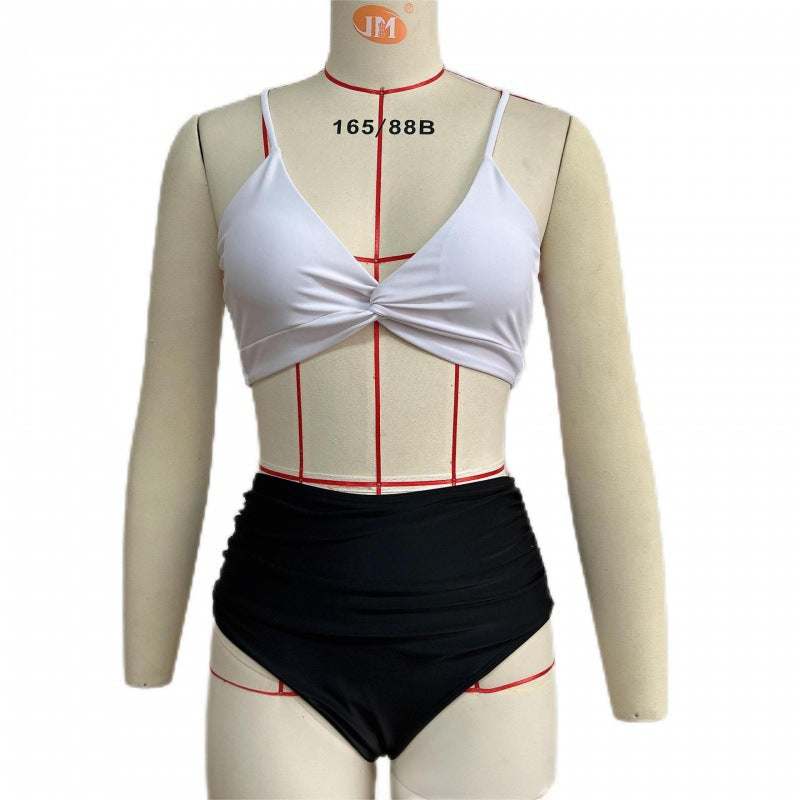 Damen Hochwertiger Bikini mit Knotendetail und hohem Bund Echo Archiv