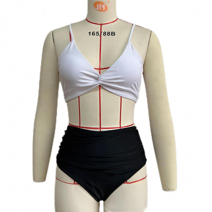 Damen Hochwertiger Bikini mit Knotendetail und hohem Bund Echo Archiv