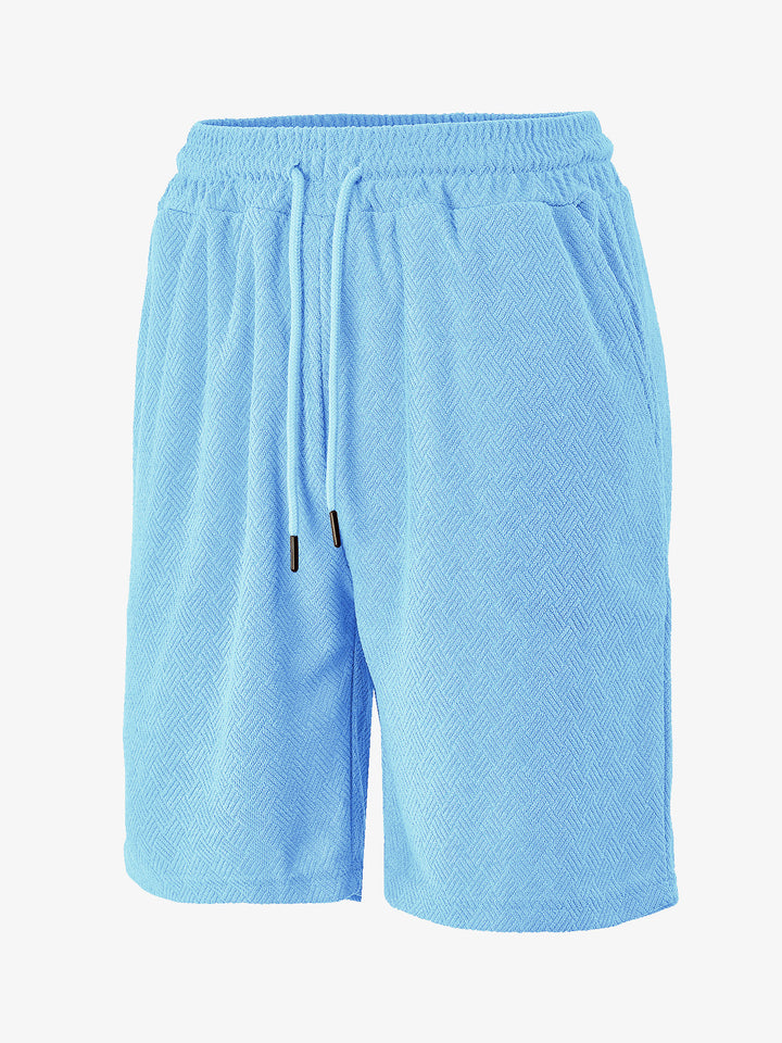 Herren nan Frottee-Shorts mit Fischgrätstruktur, elastischem Kordelbund und Seitentaschen Echo Archiv