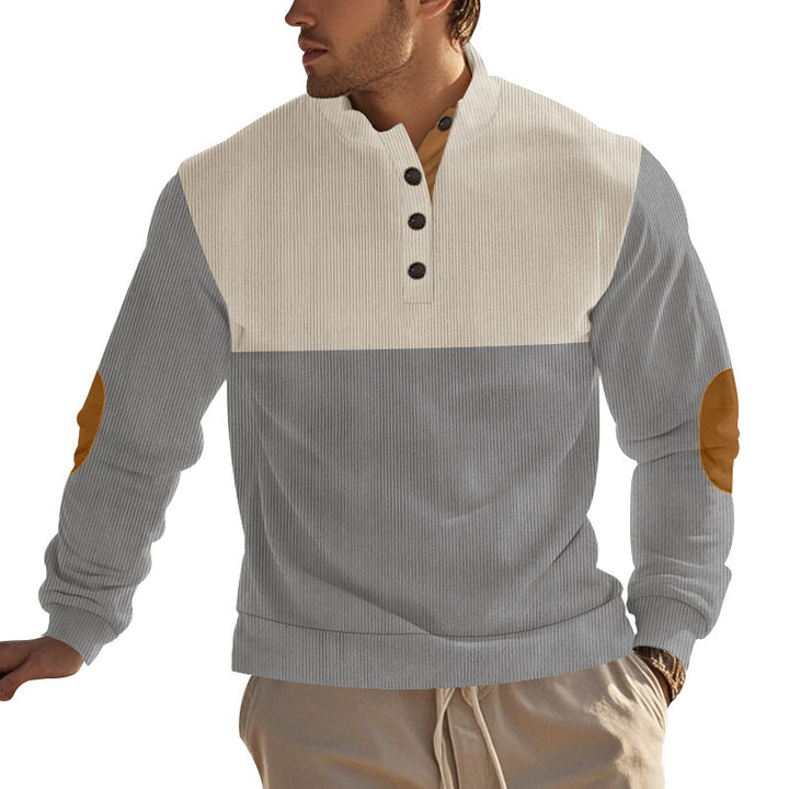 Herren modischer Stehkragen-Pullover mit eleganten Knöpfen Echoarchiv